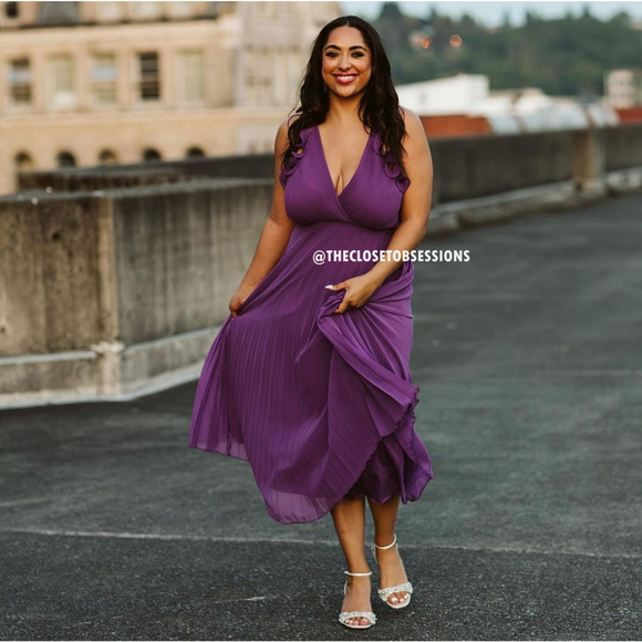 ZARA BLOGGER FAVE!!! Strappy Pleated Midi Dress NWT 💜 - Picture 14 of 16